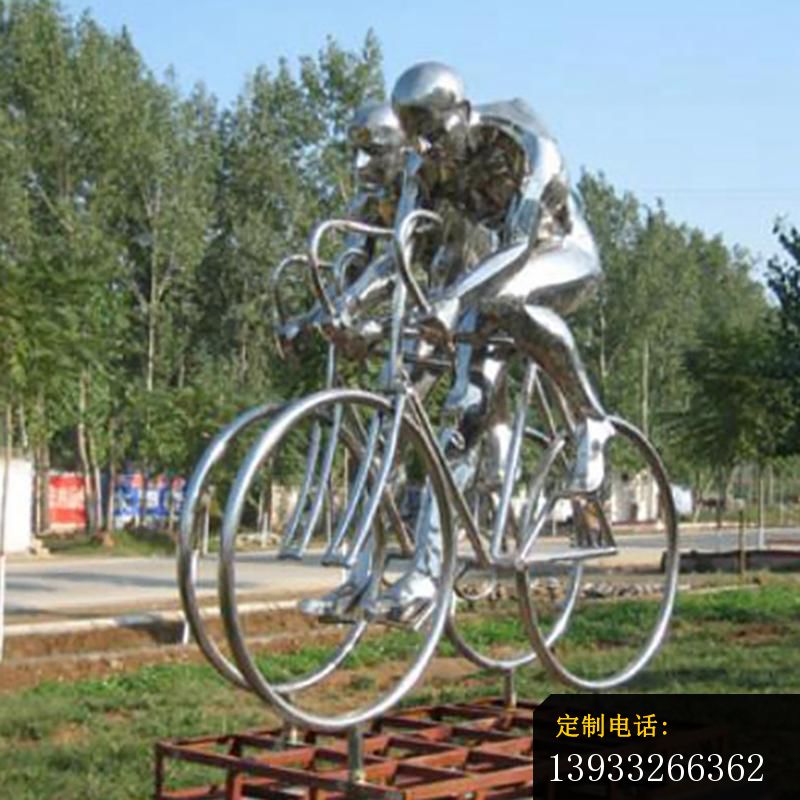 公园不锈钢骑单车人物摆件雕塑_800*800