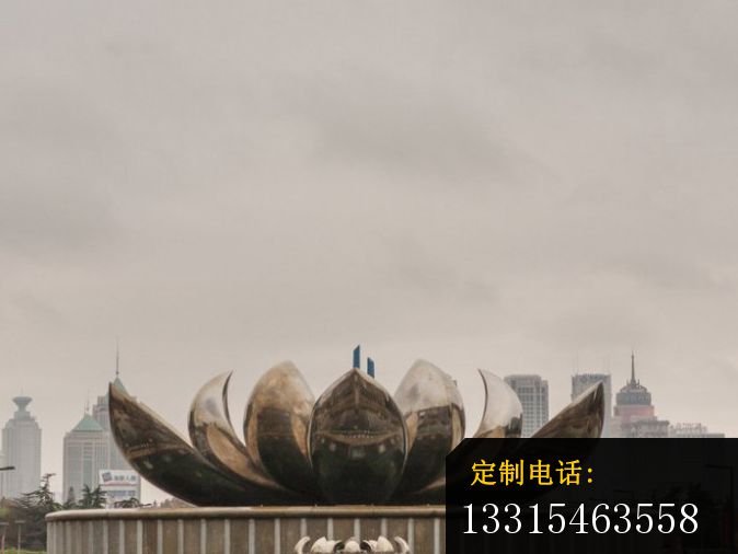 不锈钢莲花雕塑，广场景观雕塑_674*506