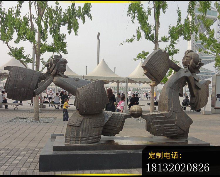铜雕皮影人物雕塑   广场人物景观雕塑_750*604