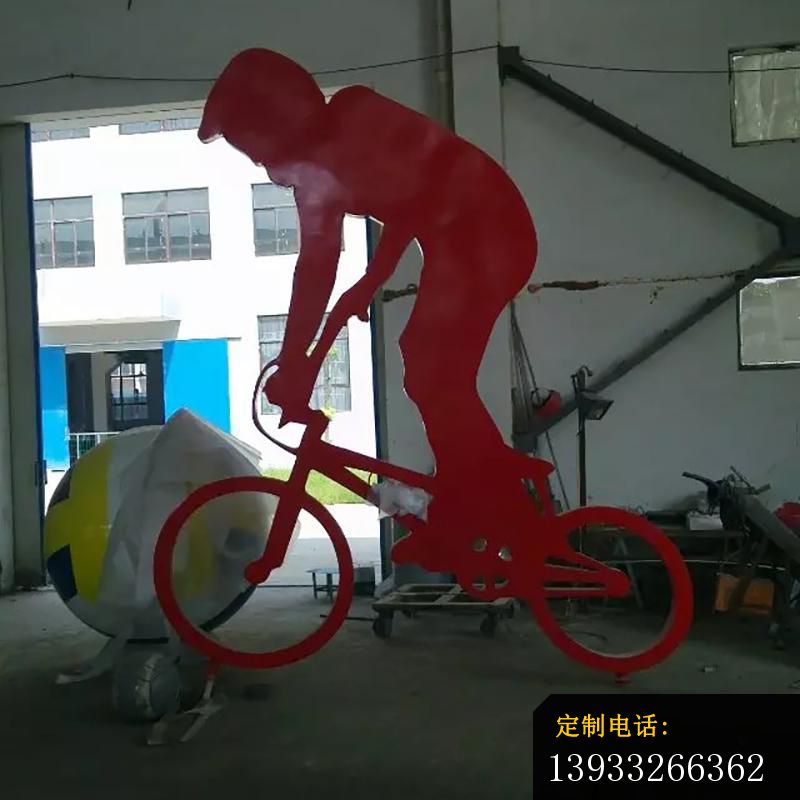 不锈钢骑自行车运动雕塑_800*800