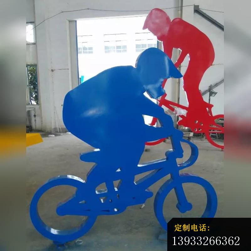 不锈钢运动骑自行车雕塑_800*800