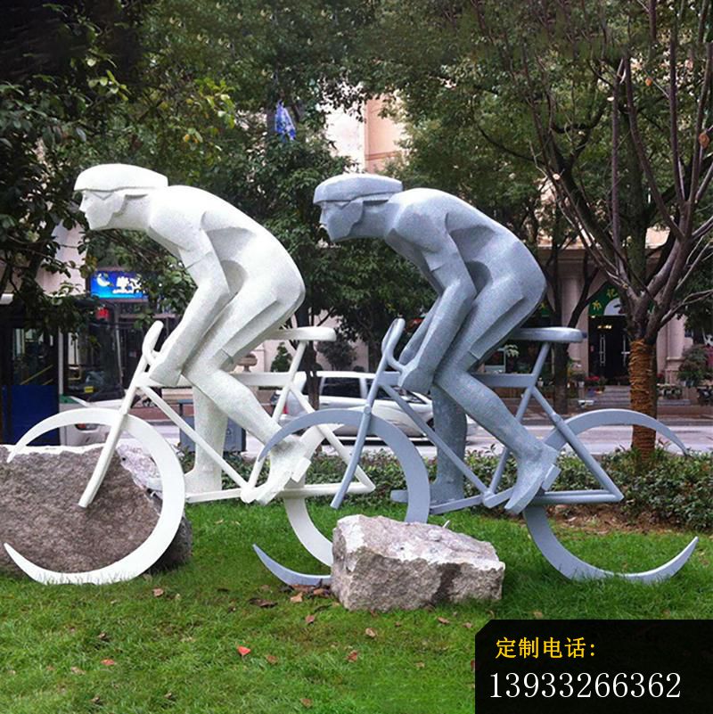 公园不锈钢骑自行车人物景观雕塑_800*801