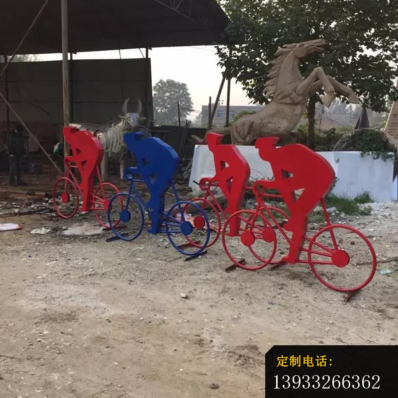 公园不锈钢骑自行车人物景观雕塑_800*800