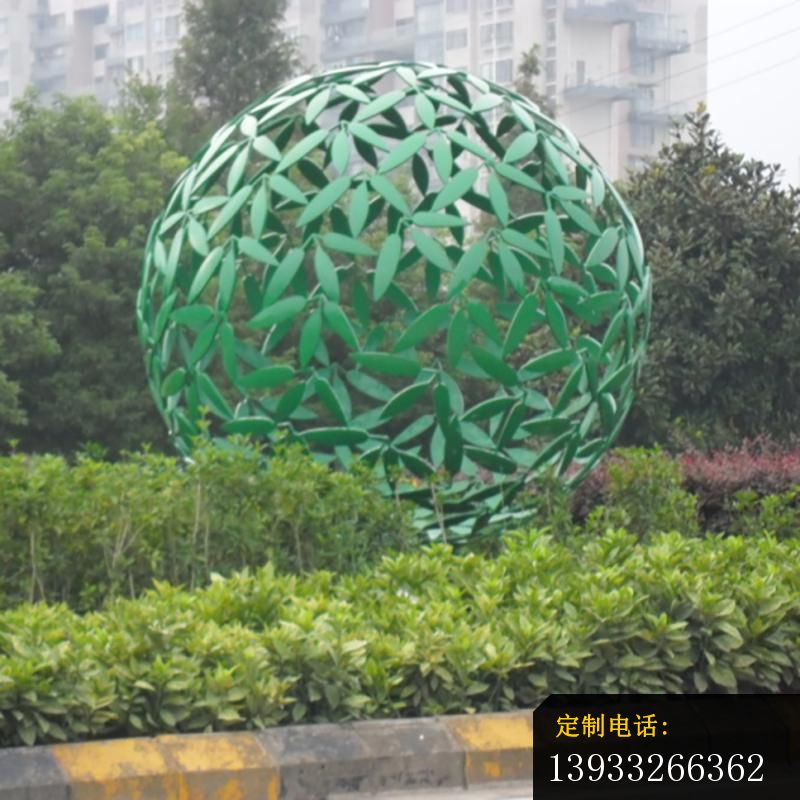 公园不锈钢绿色抽象球形雕塑_800*800