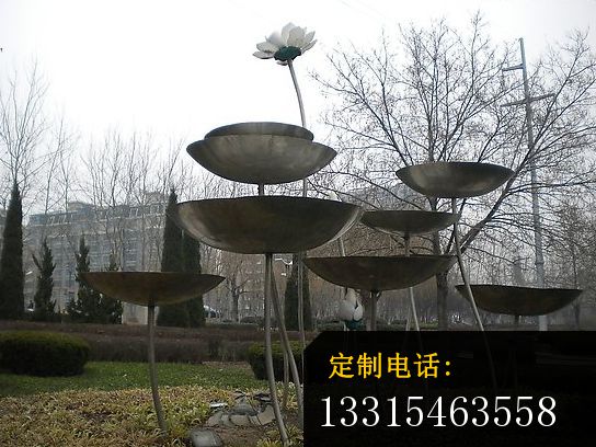 不锈钢荷花荷叶雕塑，_544*408