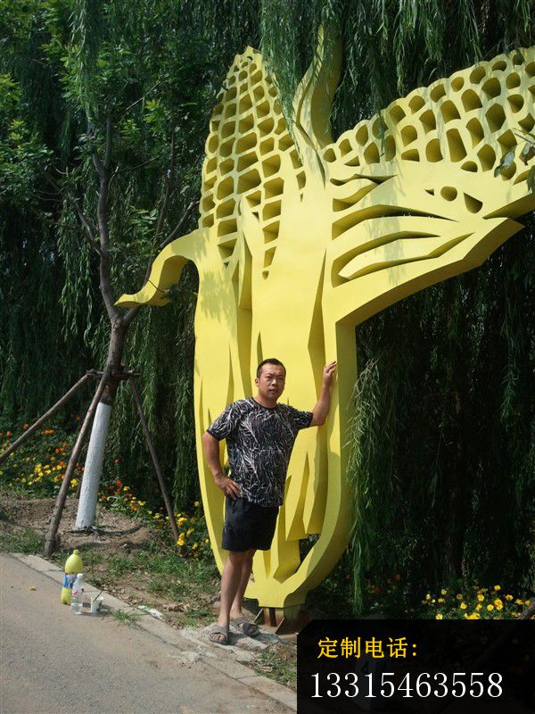 不锈钢编制玉米  公园景观雕塑 (1)_600*800