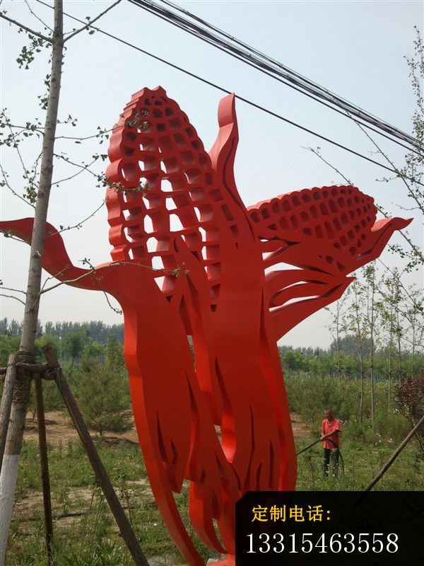 不锈钢编制玉米  公园景观雕塑 (4)_600*800