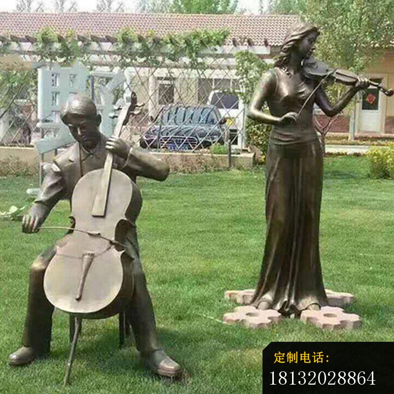 铜雕拉小提琴 音乐人物摆件_800*800