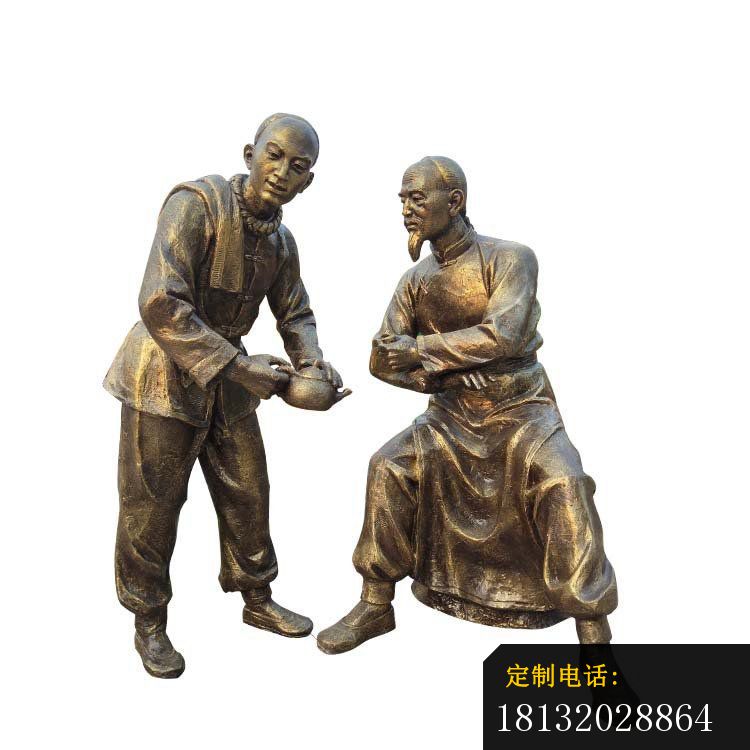 铜雕商业街喝茶文化人物雕塑 (3)_750*750