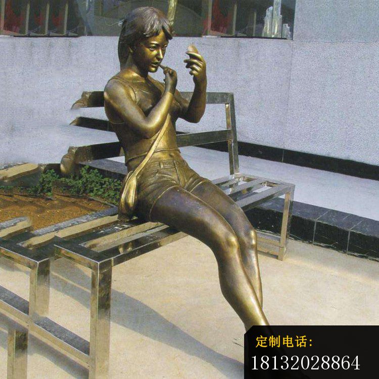 铜雕商业街女孩人物雕塑_750*750