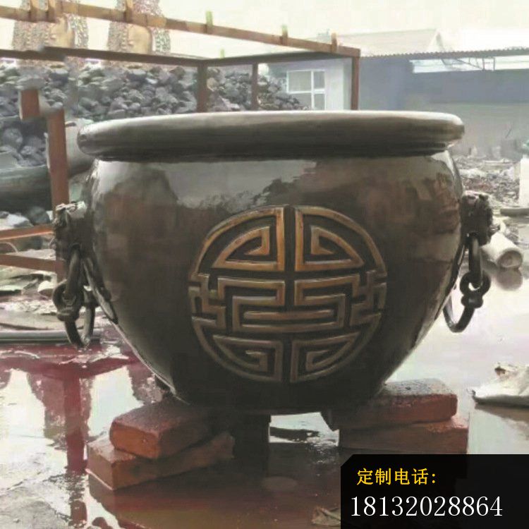 铜雕寺庙招财水缸摆件 (2)_750*750