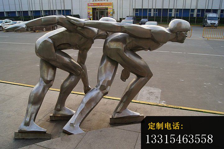 不锈钢奔跑奔跑滑冰人物  街道人物雕塑_720*479
