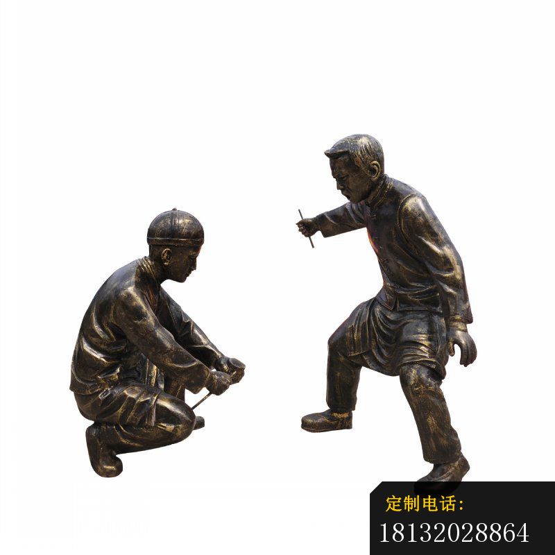 铜雕庭院放鞭炮人物雕塑_800*800