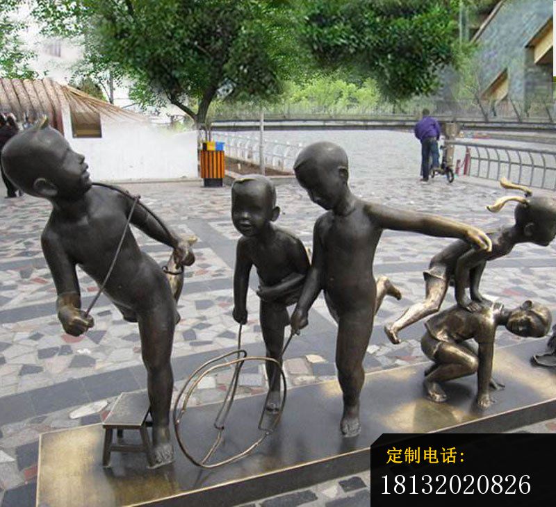 铜雕玩游戏人物   广场儿童雕塑_800*730