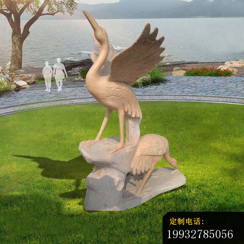 晚霞红飞翔仙鹤   石雕公园动物雕塑_800*800