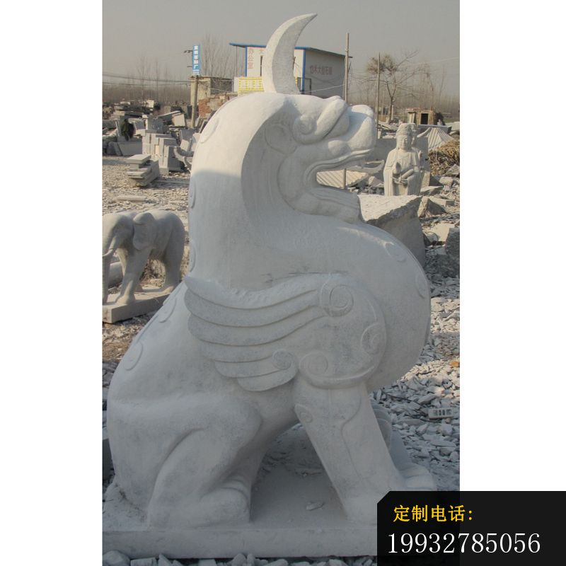 独角兽石雕，汉白玉神兽石雕 (5)_800*800