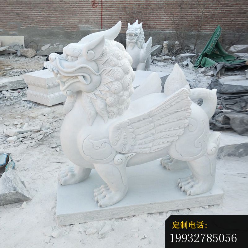 汉白玉獬豸雕塑，独角兽石雕 (2)_800*800