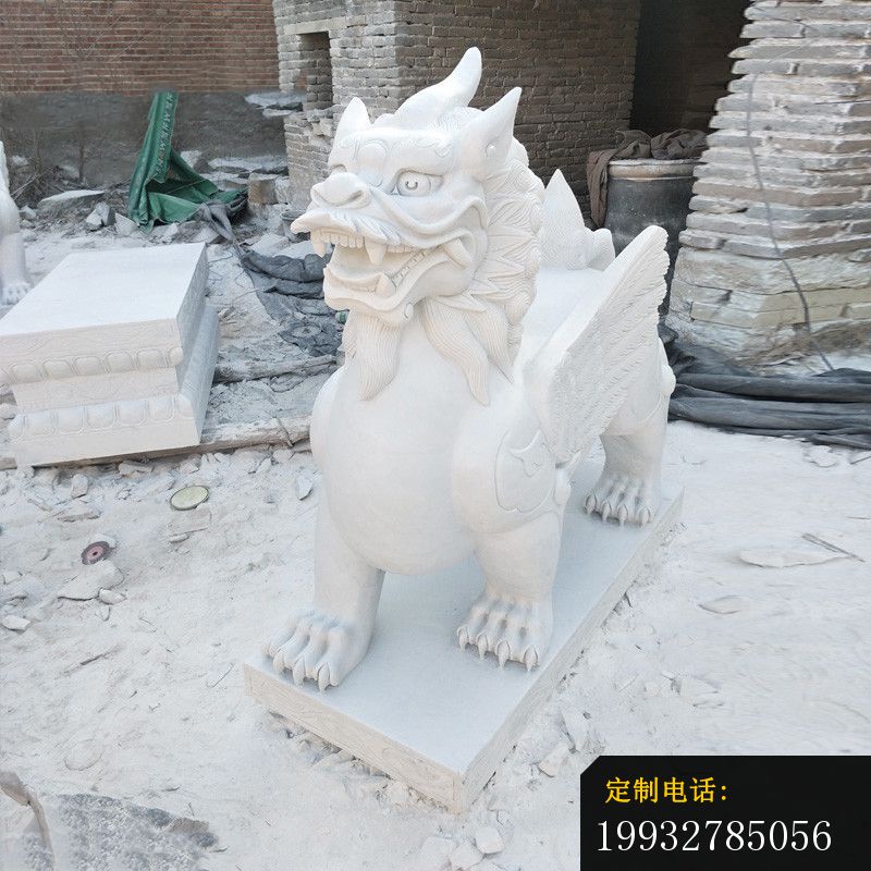 汉白玉獬豸雕塑，独角兽石雕_800*800