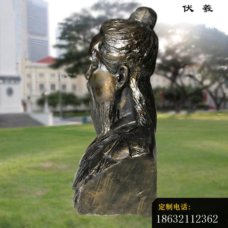 伏羲胸像雕塑，玻璃钢仿铜雕塑 (2)_800*800