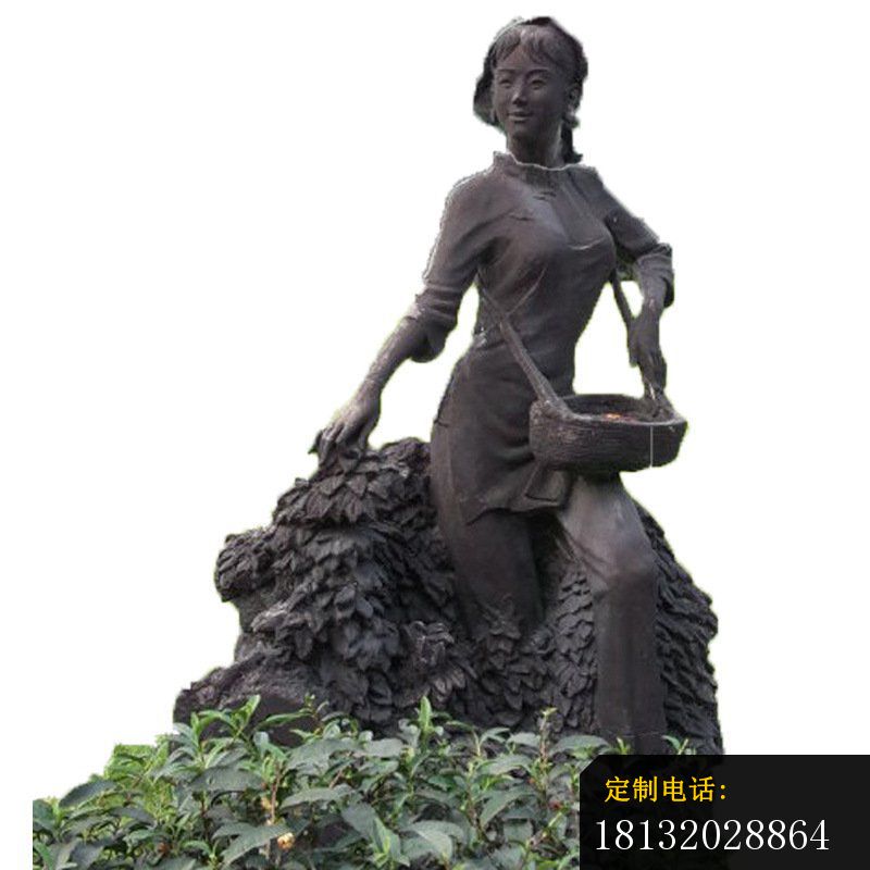 铜雕园林采茶女孩人物雕塑2_800*800