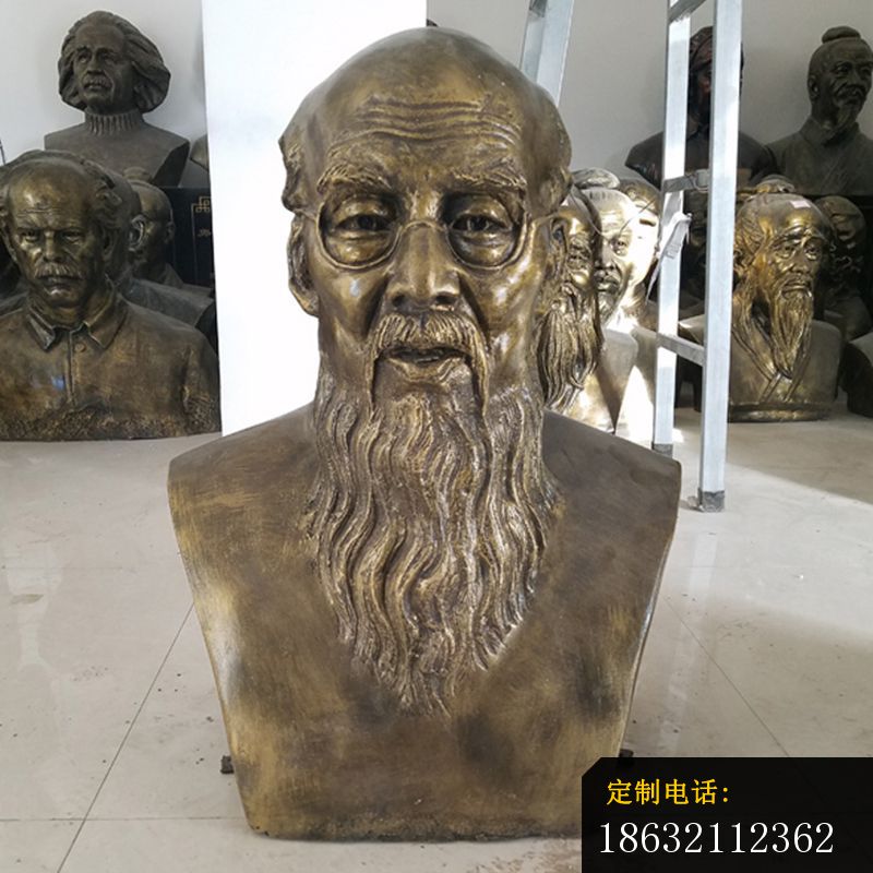 齐白石胸像雕塑，玻璃钢仿铜雕塑 (1)_800*800