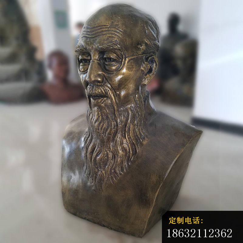 齐白石胸像雕塑，玻璃钢仿铜雕塑 (3)_800*800