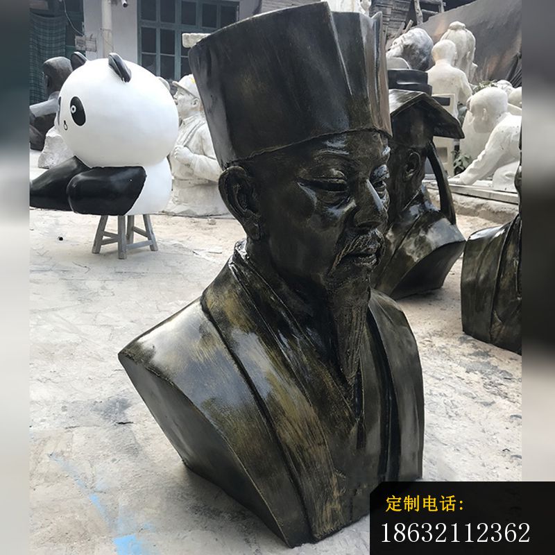 苏轼雕塑，玻璃钢仿铜人物胸像 (2)_800*800