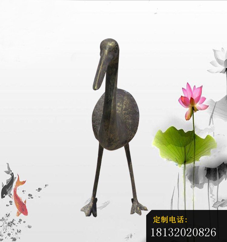 铜雕仙鹤雕塑  公园动物雕塑_750*800