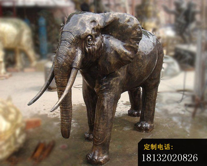 铜雕象牙大象   公园动物雕塑_800*643