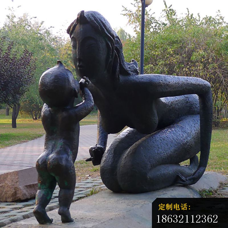 母子情深铜雕，公园人物景观铜雕_800*800