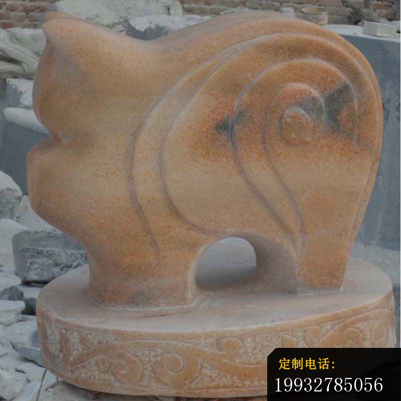 十二生肖石雕，晚霞红抽象动物 (3)_800*800
