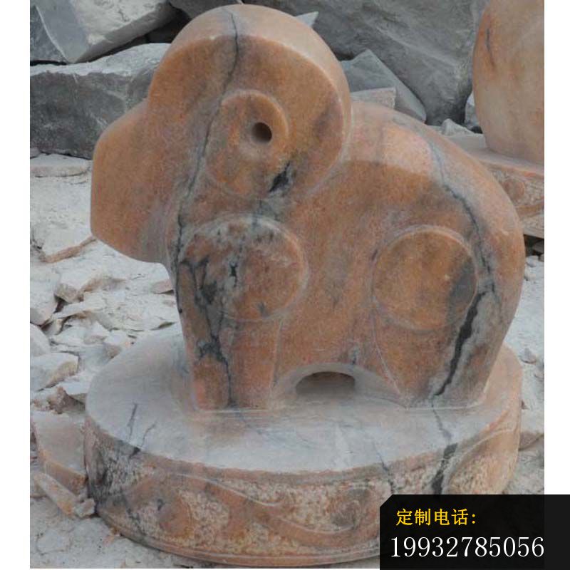 十二生肖石雕，晚霞红抽象动物 (7)_800*800