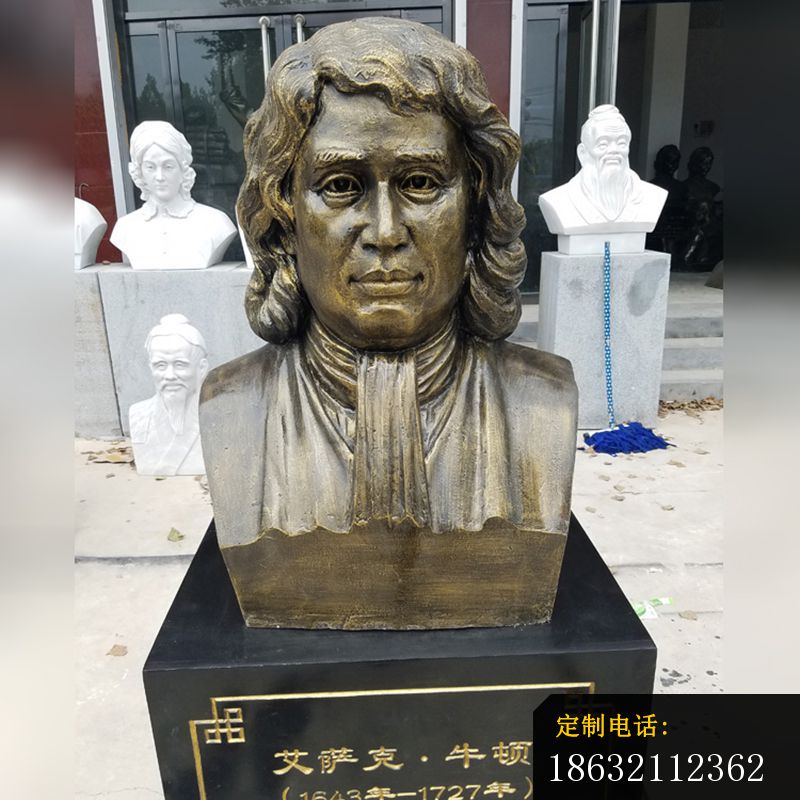 牛顿胸像雕塑，铜雕校园名人雕塑 (3)_800*800