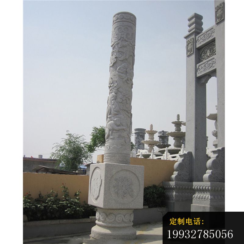 石雕柱子，十二生肖柱石雕 (2)_800*800