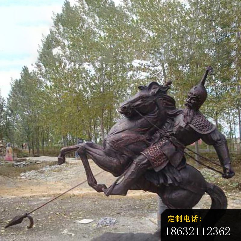 古代骑马人物铜雕，公园景观雕塑_800*800