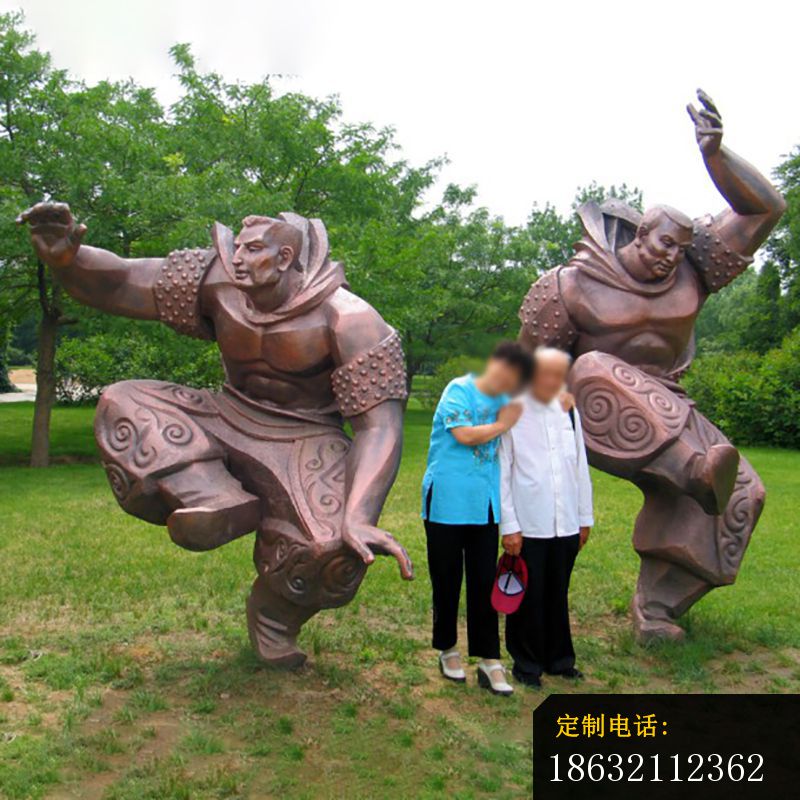 蒙古摔跤铜雕，公园景观铜雕_800*800