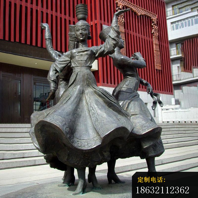 人物铜雕，少数民族美女跳舞铜雕_800*800