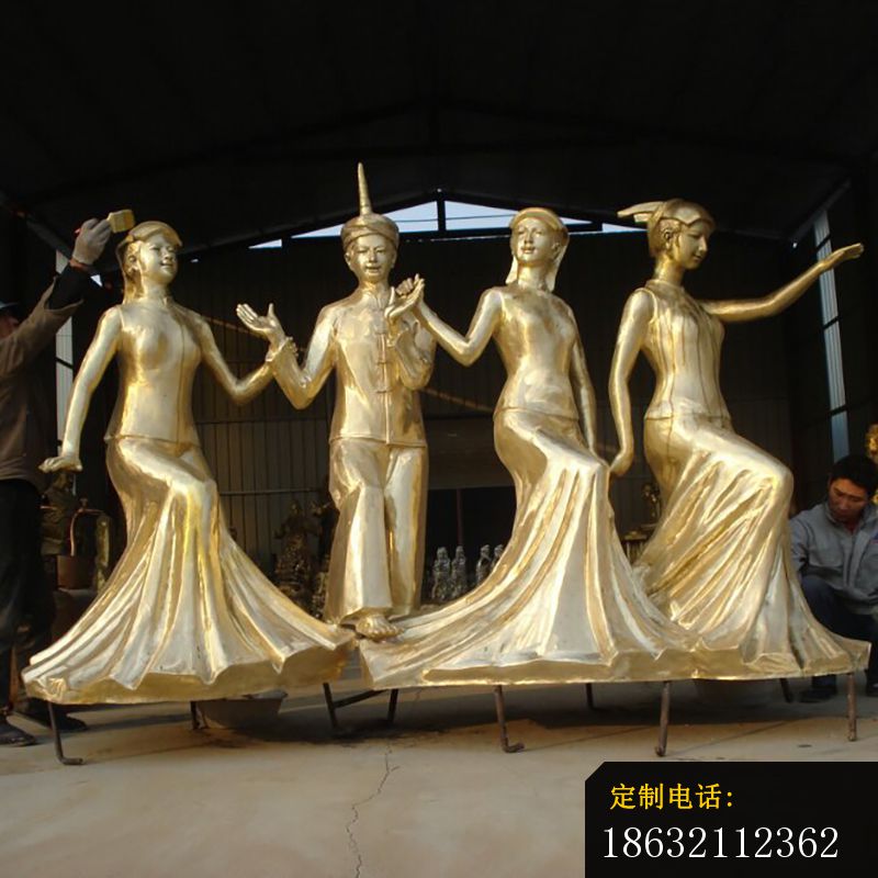 少数民族跳舞铜雕，人物铜雕 (5)_800*800