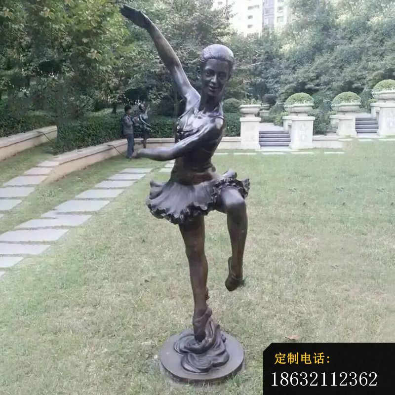 跳芭蕾舞人物铜雕，小区人物雕塑 (1)_800*800
