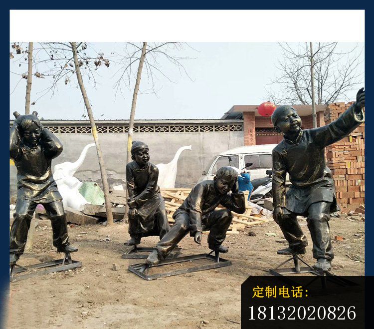 铜雕迎新年儿童放炮     广场人物雕塑_750*659