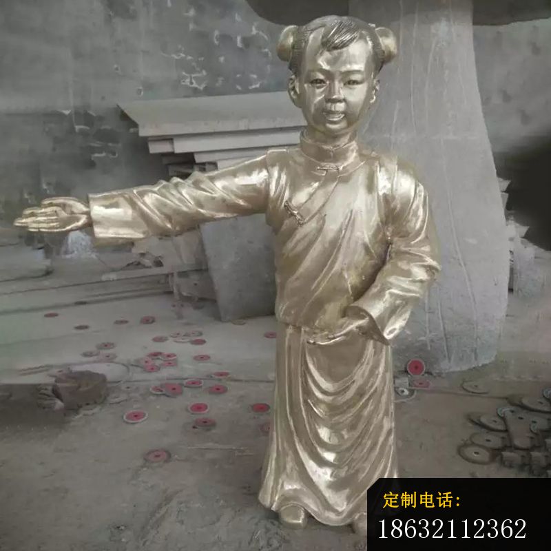 迎宾童子铜雕，人物铜雕 (2)_800*800