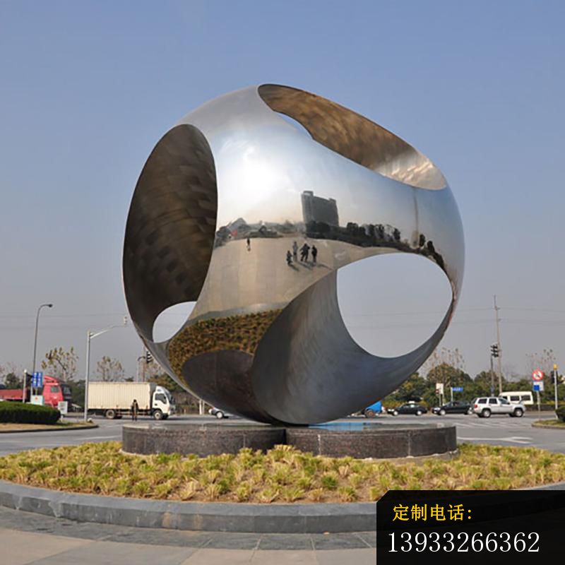 广场不锈钢圆球造型抽象雕塑_800*800