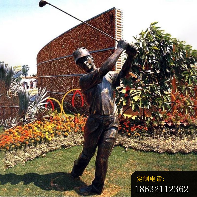 打高尔夫铜雕，人物铜雕，公园景观铜雕_800*800