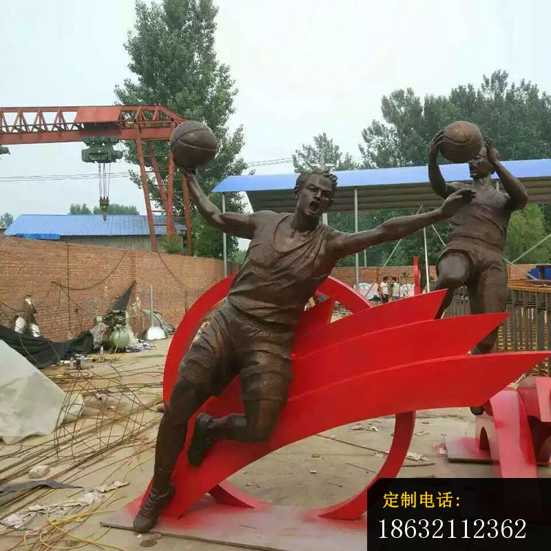打篮球雕塑，玻璃钢仿铜人物雕塑 (1)_800*800