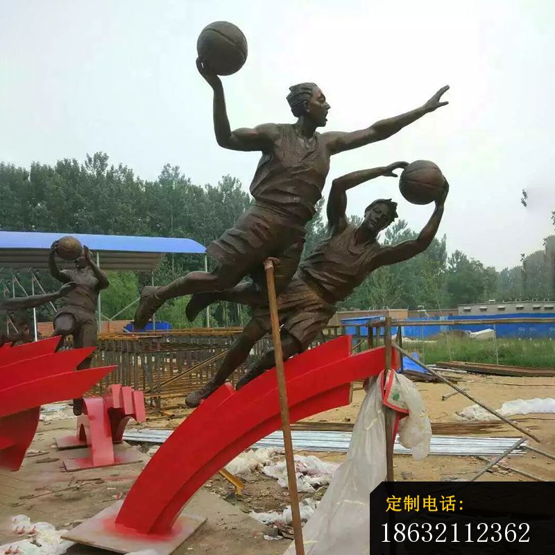 打篮球雕塑，玻璃钢仿铜人物雕塑 (2)_800*800