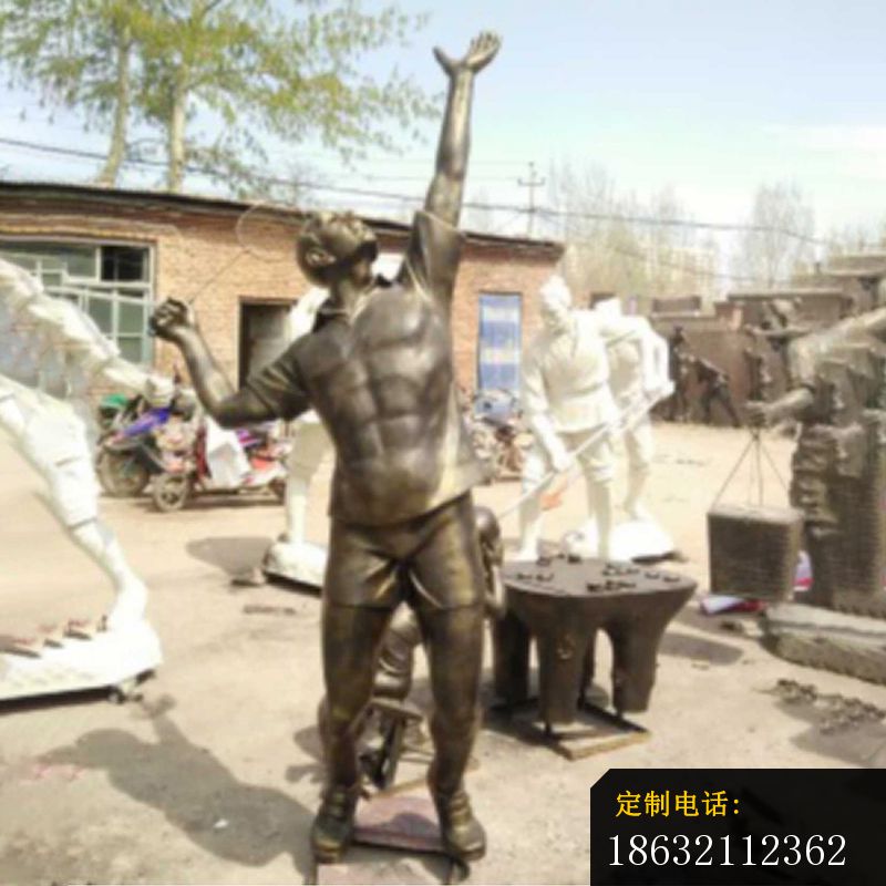 打羽毛球人物铜雕，广场景观雕塑_800*800