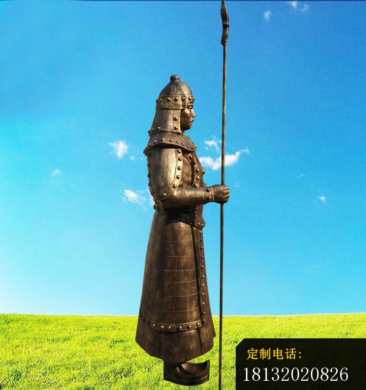 铜雕战士站岗  古代人物雕塑_750*800