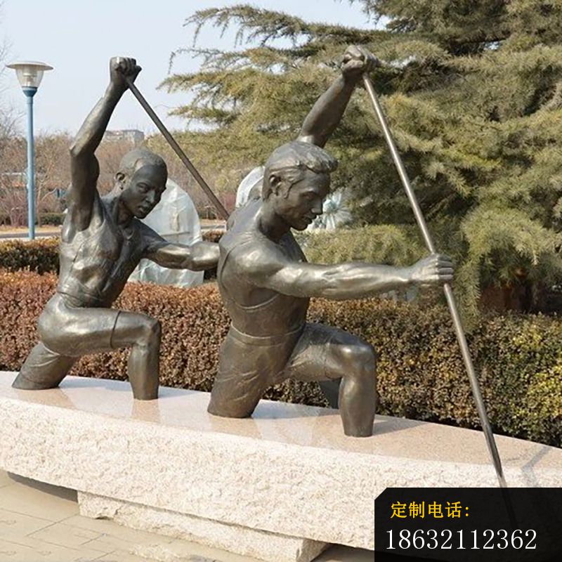 划船人物铜雕，公园景观雕塑_800*800