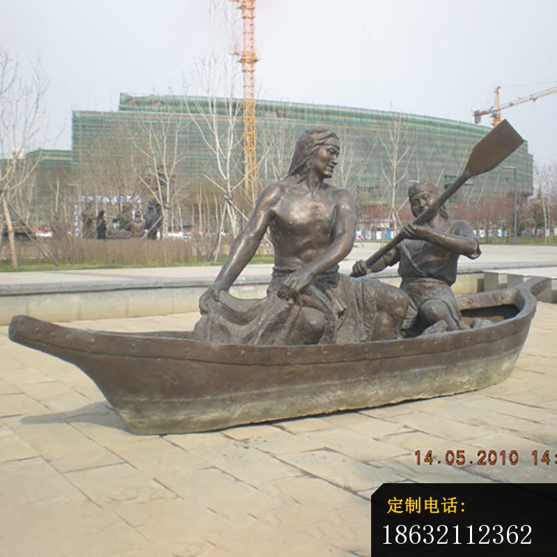 划船铜雕，公园划船雕塑_800*800