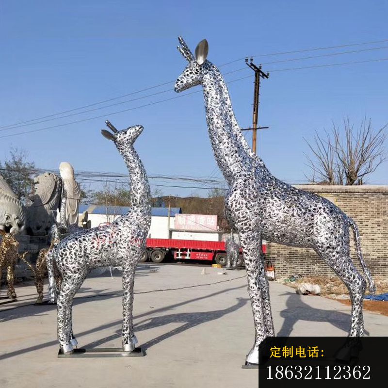 不锈钢长颈鹿雕塑 (2)_800*800